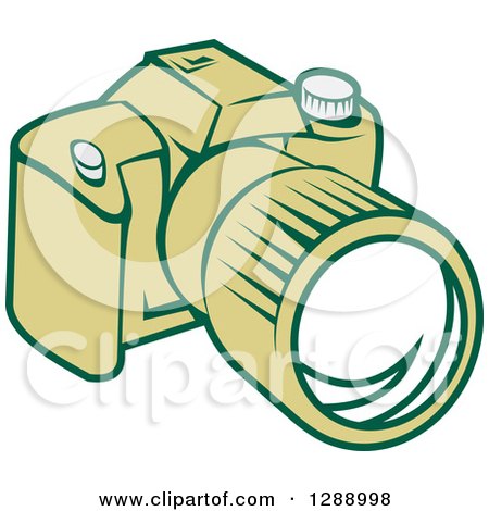 Clipart of a Retro Green Dslr Camera - Royalty Free Vector Illustration by patrimonio