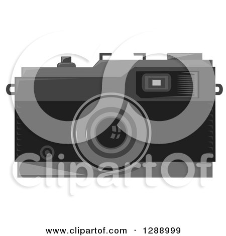 Clipart of a Grayscale Retro Camera - Royalty Free Vector Illustration by patrimonio