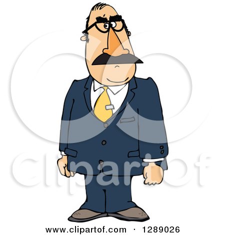Clipart of a Caucasian Man Wearing a Groucho Mask and Suit - Royalty Free Vector Illustration by djart
