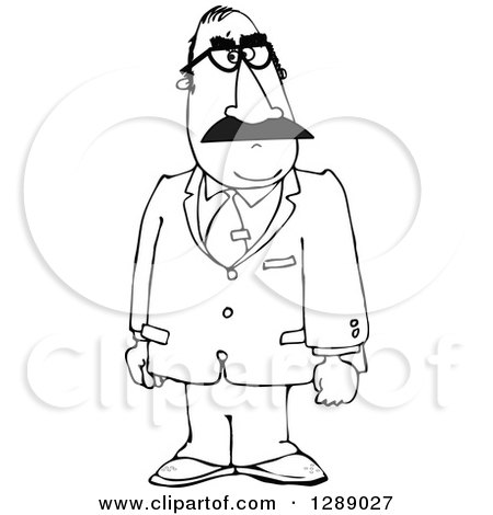 Clipart of a Black and White Man Wearing a Groucho Mask and Suit - Royalty Free Vector Illustration by djart