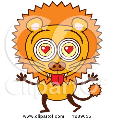 Clipart of a Smitten Male Lion in Love - Royalty Free Vector Illustration by Zooco