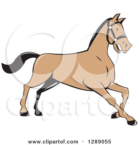 Clipart of a Cartoon Retro Kneeling Horse - Royalty Free Vector Illustration by patrimonio