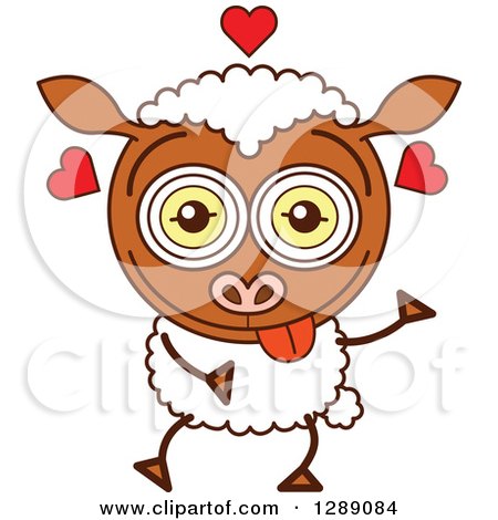 Farm Animal Clipart of a Smitten and Amorous Sheep in Love - Royalty Free Vector Illustration by Zooco
