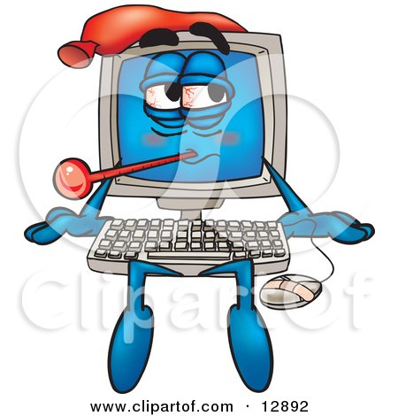 Clipart Picture of a Desktop Computer Mascot Cartoon Character by Mascot Junction