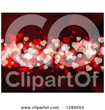 Clipart of a Heart Bokeh Red Valentines Day Background - Royalty Free Illustration by KJ Pargeter