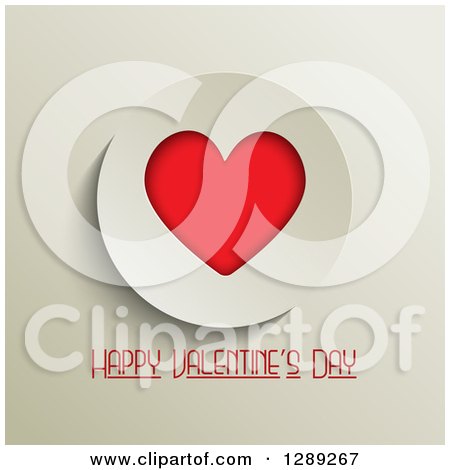 Clipart of Happy Valentines Day Text Under a Red Heart in an off White Circle - Royalty Free Vector Illustration by KJ Pargeter