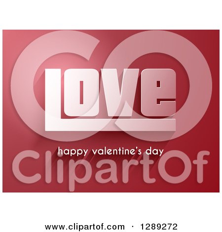 Clipart of Pink Love Happy Valentines Day Text and a Shadow over Red - Royalty Free Vector Illustration by KJ Pargeter