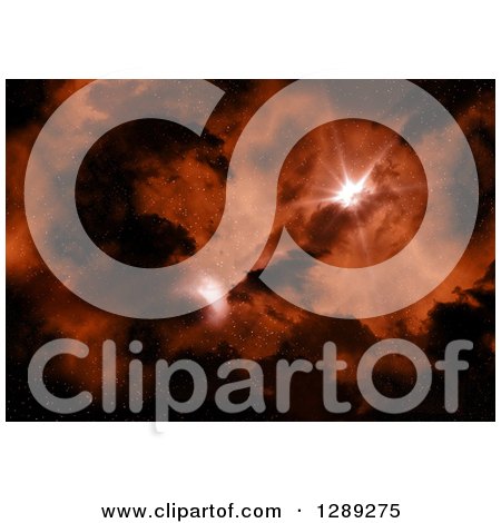 Clipart of a 3d Fiery Nebula in Outer Space, with a Bright Shining Star - Royalty Free Illustration by KJ Pargeter