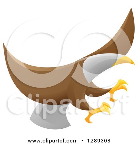 Clipart of a Flying Bald Eagle with Extended Talons - Royalty Free Vector Illustration by AtStockIllustration