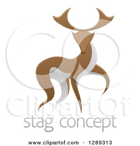 Clipart of a Walking Stag Deer Buck over Sample Text - Royalty Free Vector Illustration by AtStockIllustration