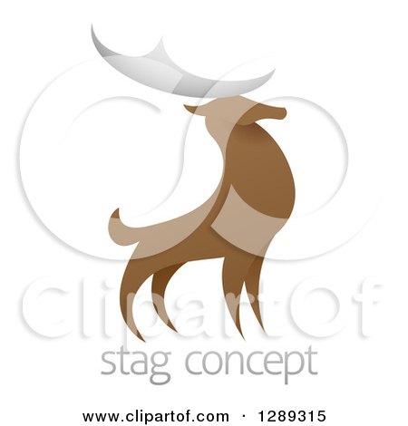 Clipart of a Standing Stag Deer Buck over Sample Text - Royalty Free Vector Illustration by AtStockIllustration
