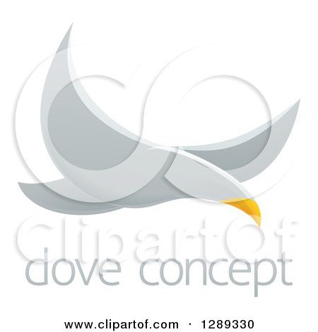 Clipart of a Flying White Dove over Sample Text - Royalty Free Vector Illustration by AtStockIllustration