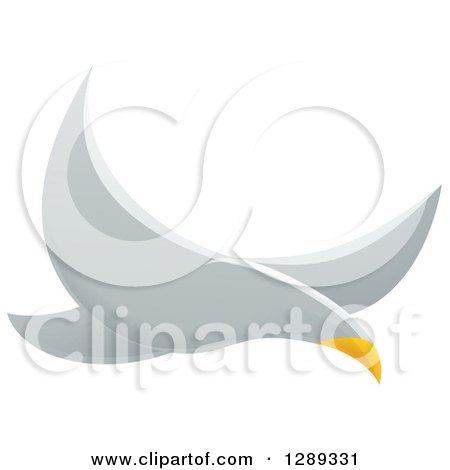 Clipart of a Flying White Dove - Royalty Free Vector Illustration by AtStockIllustration
