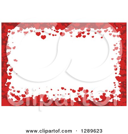 Clipart of a Horizontal Background of Red Valentine Hearts Around White Text Space - Royalty Free Vector Illustration by vectorace