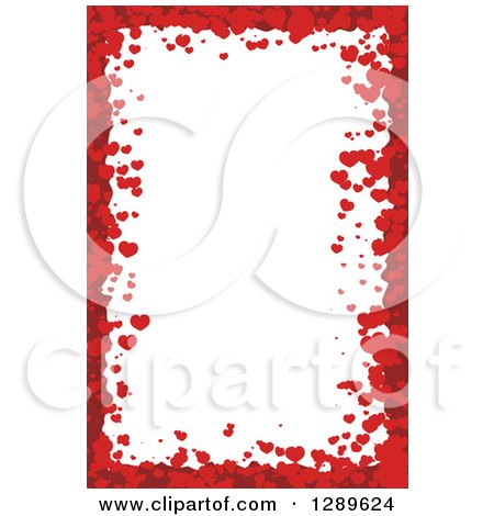 Clipart of a Vertical Background of Red Valentine Hearts Around White Text Space - Royalty Free Vector Illustration by vectorace