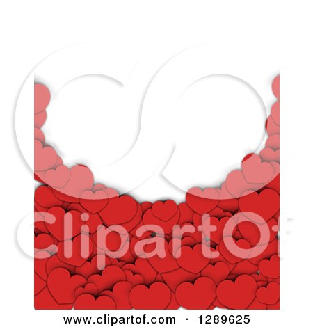 Clipart of a Background of 3d Red Paper Hearts and Shadows Under White Text Space - Royalty Free Vector Illustration by vectorace