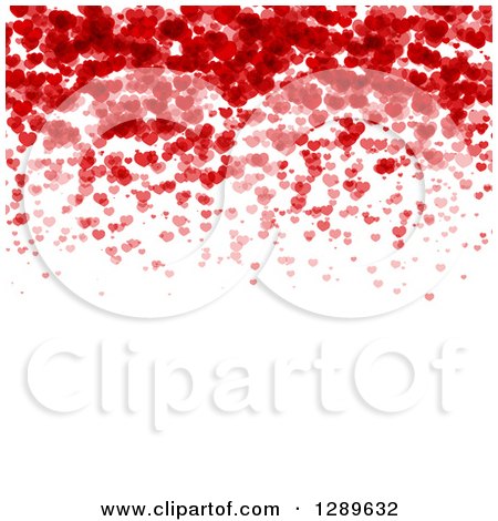 Clipart of a Background of Red and Pink Valentine Hearts over White Text Space 2 - Royalty Free Vector Illustration by vectorace