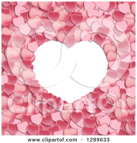Clipart of a White Frame with Pink Valentine Hearts - Royalty Free Vector Illustration by vectorace
