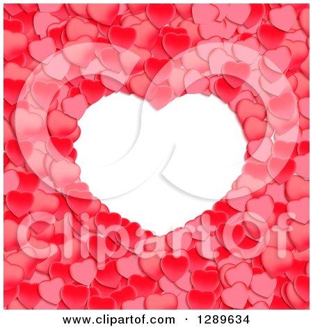 Clipart of a White Frame with Red Valentine Hearts - Royalty Free Vector Illustration by vectorace