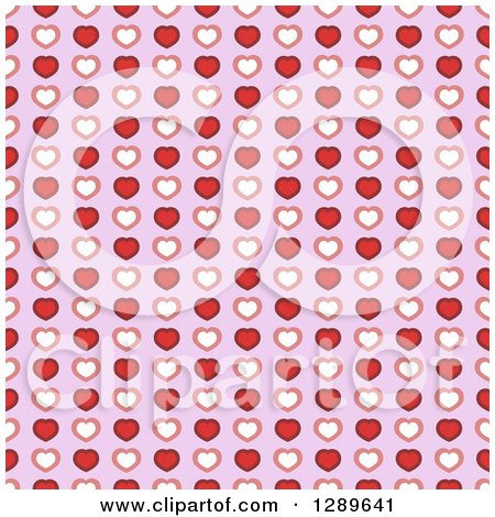 Clipart of a Seamless Valentines Day Pattern Background of Red White and Pink Hearts over Purple - Royalty Free Vector Illustration by vectorace