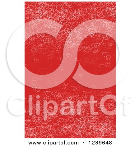 Clipart of a Background of Sketched White Valentine Hearts on Red - Royalty Free Vector Illustration by vectorace