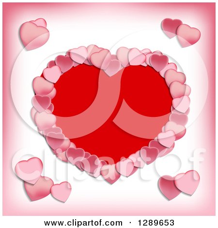 Clipart of a Big Red Heart Bordered with Pink Petal Ones - Royalty Free Vector Illustration by vectorace