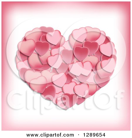 Clipart of a Big Pink Heart Formed of Smaller Petal Ones - Royalty Free Vector Illustration by vectorace