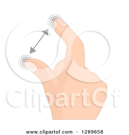 Clipart of a Caucasian Hand Expanding and Zooming on a Touch Screen - Royalty Free Vector Illustration by vectorace