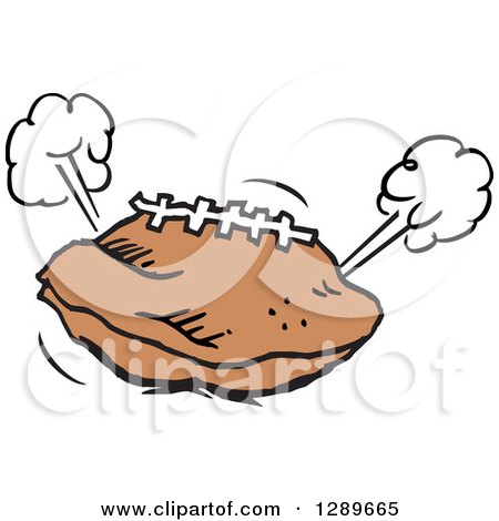Clipart of a Deflated Football with Poofs of Escaping Air - Royalty Free Vector Illustration by Johnny Sajem