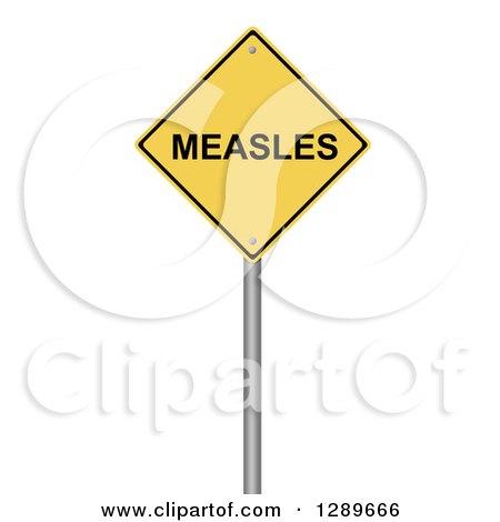 Clipart of a 3d Yellow MEASELS Warning Sign on White - Royalty Free Illustration by oboy