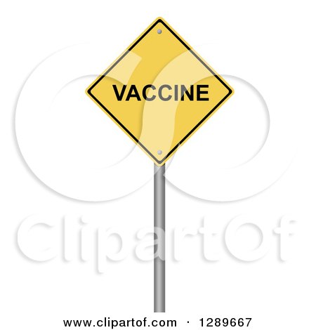 Clipart of a 3d Yellow VACCINE Warning Sign on White - Royalty Free Illustration by oboy
