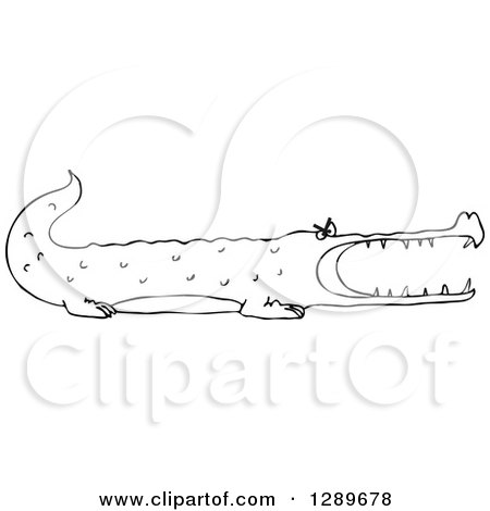 Clipart of a Black and White Angry Alligator - Royalty Free Vector Illustration by djart