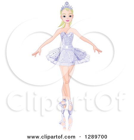 Clipart of a Blond Caucasian Woman Dancing Ballet in a Purple Tutu - Royalty Free Vector Illustration by Pushkin