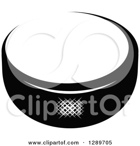 Clipart of a Black and White Hockey Puck 3 - Royalty Free Vector Illustration by Vector Tradition SM