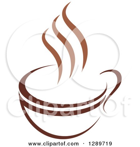 Clipart of a Two Toned Brown and White Steamy Coffee Cup 4 - Royalty Free Vector Illustration by Vector Tradition SM