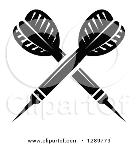 Clipart of Crossed Black and White Throwing Darts 2 - Royalty Free Vector Illustration by Vector Tradition SM