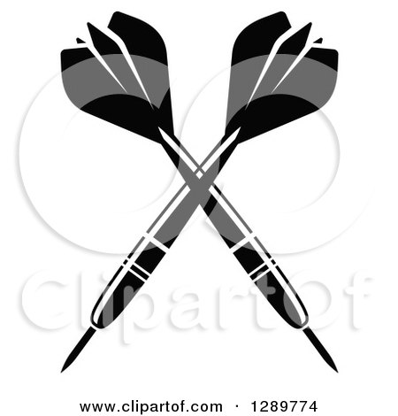 Clipart of Crossed Black and White Throwing Darts 3 - Royalty Free Vector Illustration by Vector Tradition SM