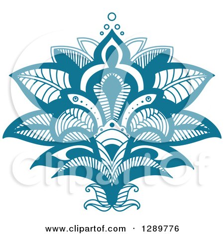 Clipart of a Beautiful Teal Henna Lotus Flower - Royalty Free Vector Illustration by Vector Tradition SM