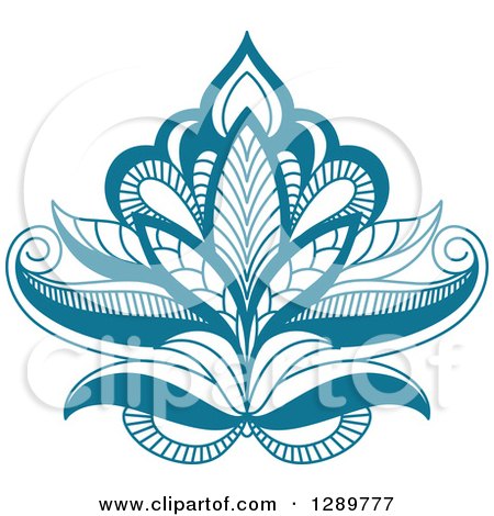Clipart of a Beautiful Teal Henna Lotus Flower 2 - Royalty Free Vector Illustration by Vector Tradition SM