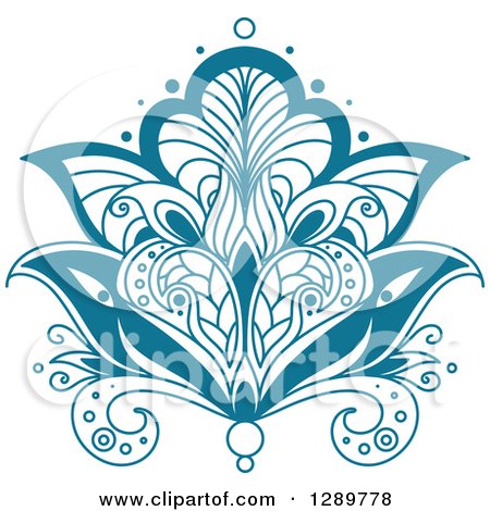 Clipart of a Beautiful Teal Henna Lotus Flower 3 - Royalty Free Vector Illustration by Vector Tradition SM