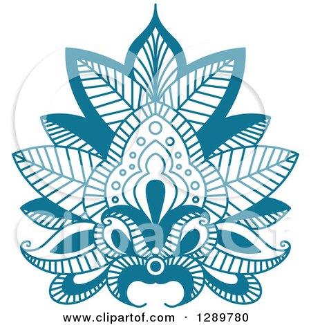Clipart of a Beautiful Teal Henna Lotus Flower 5 - Royalty Free Vector Illustration by Vector Tradition SM