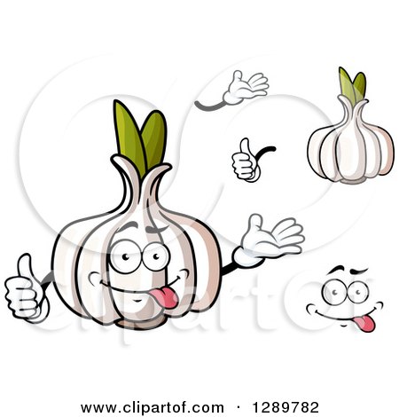 Clipart of Garlic Bulbs, Hands and a Face - Royalty Free Vector Illustration by Vector Tradition SM