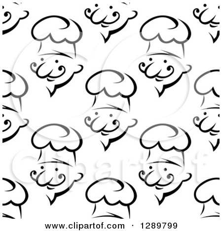 Clipart of a Seamless Background Design Pattern of Black and White Male Chef Faces 2 - Royalty Free Vector Illustration by Vector Tradition SM