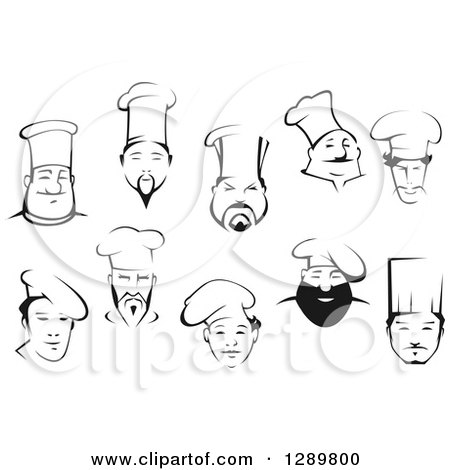 Clipart of Black and White Male Chef Faces - Royalty Free Vector Illustration by Vector Tradition SM