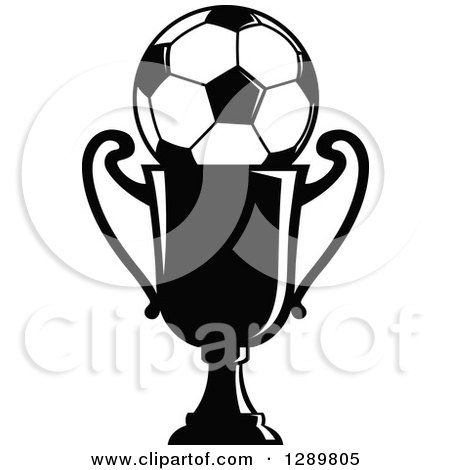 Clipart of a Black and White Soccer Ball in a Championship Trophy - Royalty Free Vector Illustration by Vector Tradition SM