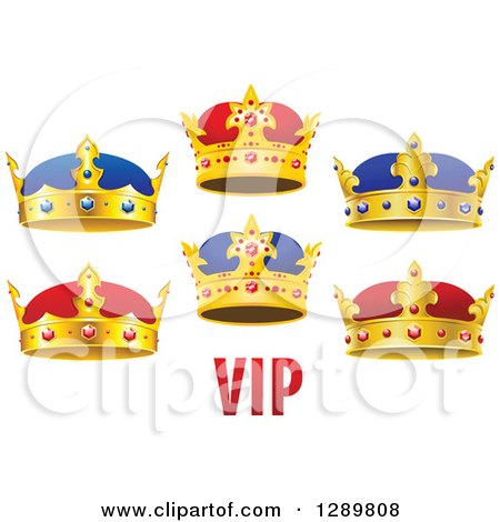 Clipart of Gold Cartoon Crowns with Vip Text 2 - Royalty Free Vector Illustration by Vector Tradition SM