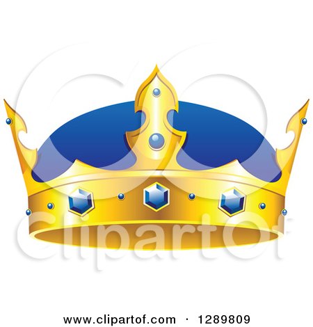 Clipart of a Blue and Gold Crown with Sapphires - Royalty Free Vector Illustration by Vector Tradition SM