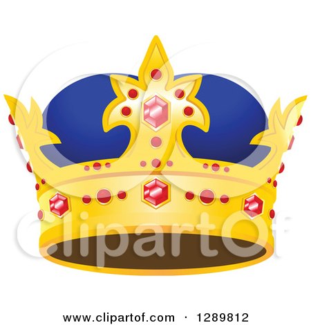 Clipart of a Blue and Gold Crown with Rubies - Royalty Free Vector Illustration by Vector Tradition SM