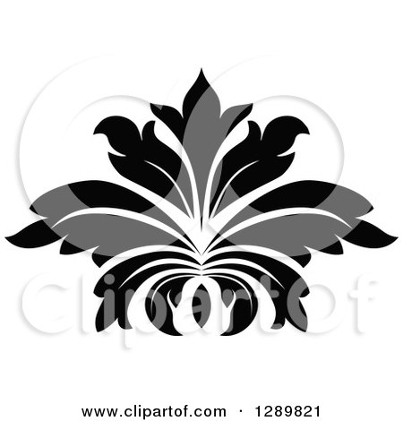 Clipart of a Black and White Vintage Floral Lotus Design Element 7 - Royalty Free Vector Illustration by Vector Tradition SM