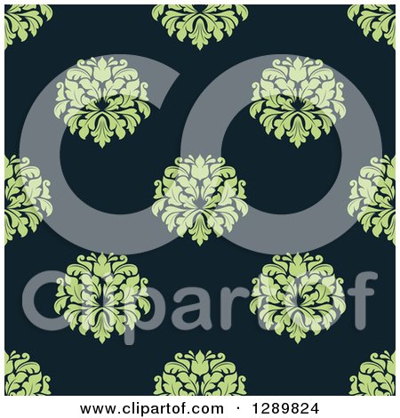 Clipart of a Background Pattern of Seamless Green Damask - Royalty Free Vector Illustration by Vector Tradition SM